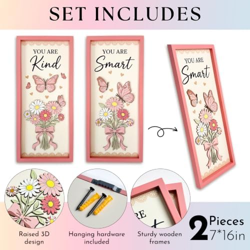 3D Pink Inspirational Wall Art, Wooden Butterfly Signs - Image 2