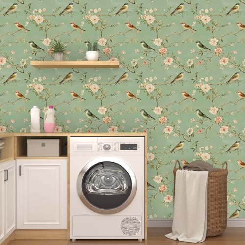 Laatse Vintage Floral Bird Wallpaper Peel and Stick 17.5" × 118" - Image 3