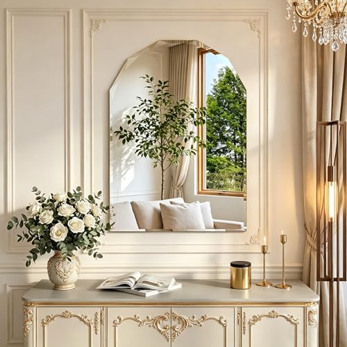 Beveled Arched Mirror, 5mm Tempered Glass, Decorative Frameless Wall Mirror - Image 3