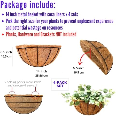 LaLaGreen Outdoor Wall Planter Black Coco Liner Flower Pots - Image 2