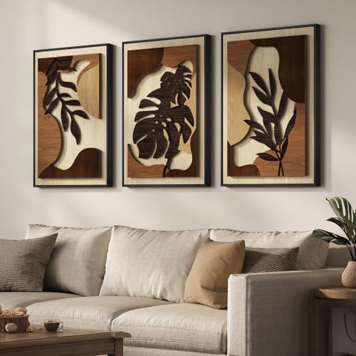 Large Framed Wood 3D Boho Tropical Wall Decor by Cuspin