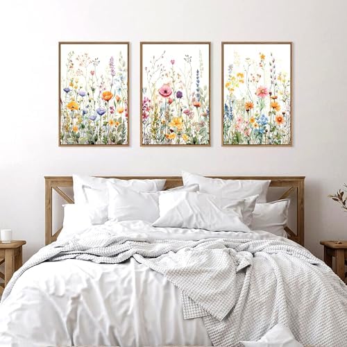 FWIEXA Floral Canvas Wall Art, Framed Wildflower Pictures Wall Decor, Large - Image 3
