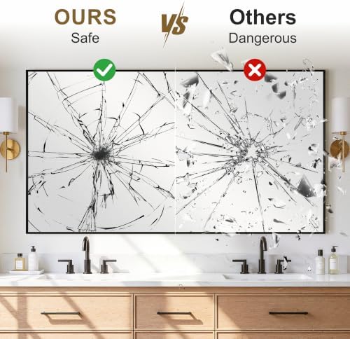 Bathroom Vanity Mirror for Over Sink, 55x30 Inch Matte Black Mirror - Image 4