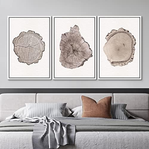 MUDECOR Framed Wall Art Print Set Brown Minimal Wood Ring Tree Closeup Nature - Image 2