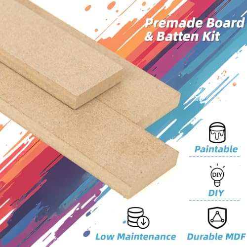 Art3d Premade Paintable Board and Batten Wainscoting Kit, 167.32 x 70.08 in - Image 6