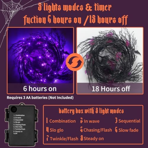 6 Ft Halloween Decor Vine with 45 LED Lights, Adjustable Shape - Image 6