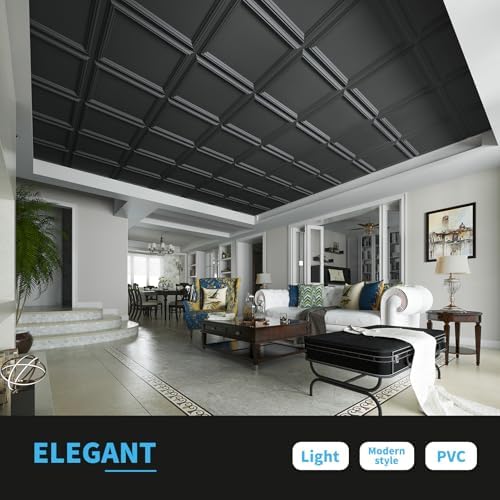 Art3d 24x24in. PVC Drop Ceiling Tiles 24 Pcs, Square Black - Image 5