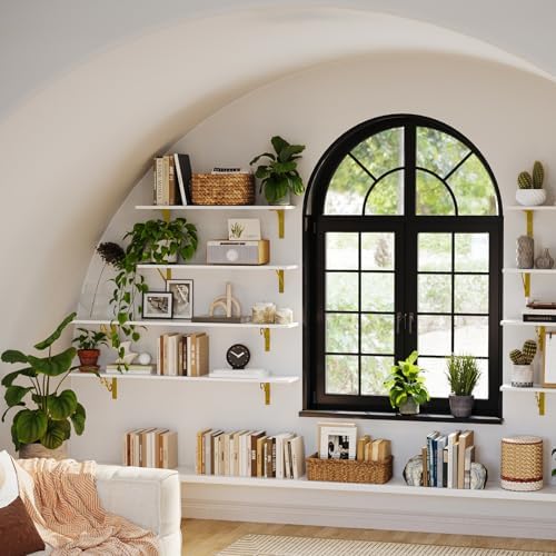 DINZI LVJ Long Wall Shelves, 31.5Inch Wooden Wall Mounted Shelves - Image 2