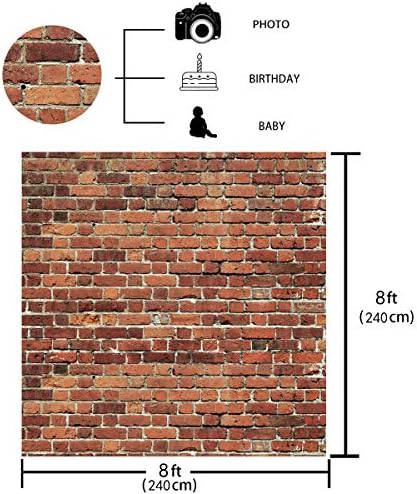 AIIKES 8x8FT Red Brick Wall Photography Backdrop Thin Vinyl Photo Backdrops - Image 4