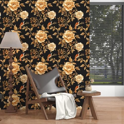 Laatse Dark Floral Bird Wallpaper Peel and Stick 17.5"x 393" - Image 5