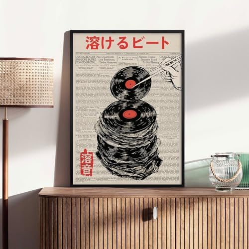 Black Framed Wall Art Retro Japanese Newspaper Music Prints Posters 11x14in - Image 7