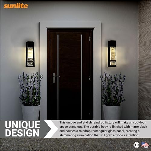 Sunlite LED Outdoor Raindrop Wall Sconce Light Fixture, 12 Watts, 600 Lumens - Image 5