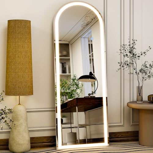 GLSLAND 20"x56" Arched Full Length Mirror LED Lighted Floor Standing Mirror by GLSLAND