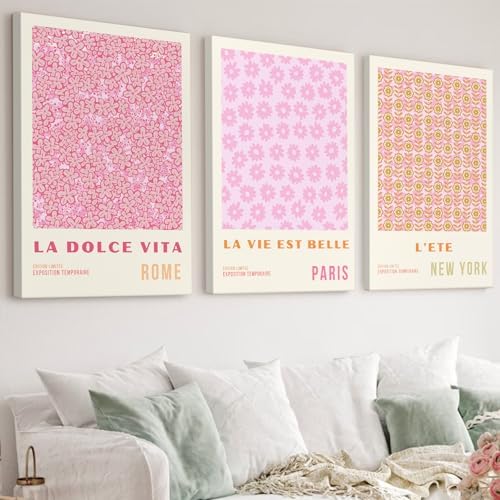 Pink Flower Market Wall Art Decor Aesthetic Abstract Canvas Floral Minimalist - Image 3