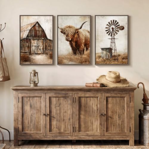 Framed Farmhouse Highland Cow Wall Art - Image 4