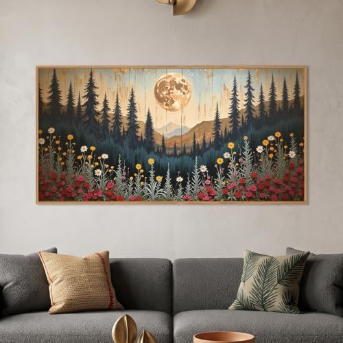 Vintage Moon Forest Framed Canvas Wall Art Set - Image 5