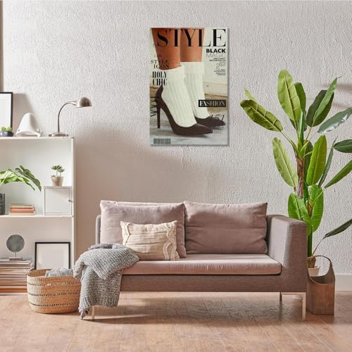 Trendy Red Boot Wall Art Funky Feminist Canvas Poster Trendy Preppy Newspaper - Image 5