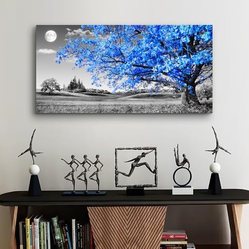 wall art for living room Simple Life Blue moon tree landscape Abstract painting - Image 6