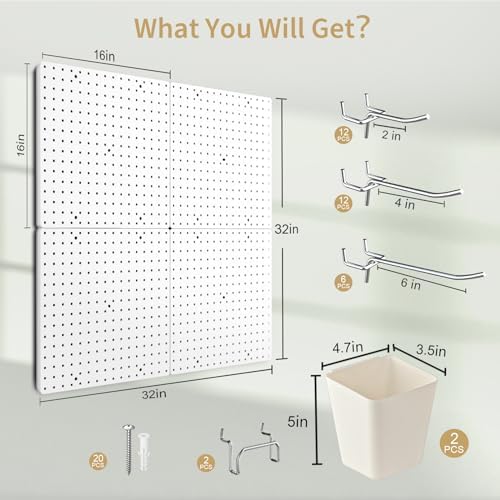 FZK Modular Plastic Peg Board Wall Organizer Kit - Image 2