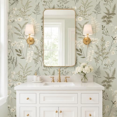Green Botanical Floral Peel and Stick Wallpaper 17.7"x393.7" - Image 2