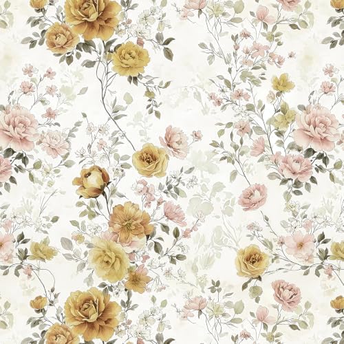 Vintage Floral Peel and Stick Wallpaper by Willowix