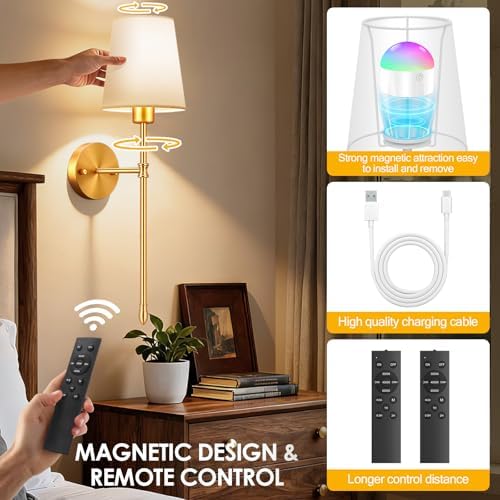 OCATO Battery Operated Wall Sconce 10000mAh Wireless Wall Sconce Set of Two - Image 6