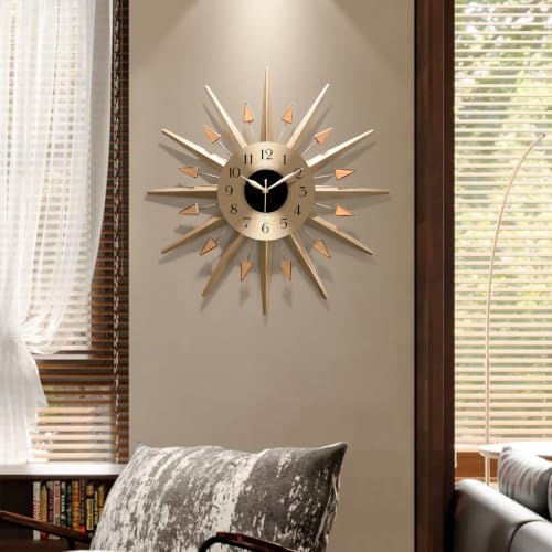 Starburst Large Wall Clock, Mid Century Decorative Wall Clock Modern Silent - Image 2