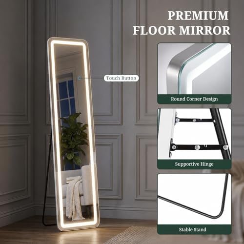 LED Mirror Full Length with Lights, 59.85"x15.75" Lighted Full Body Mirror - Image 5