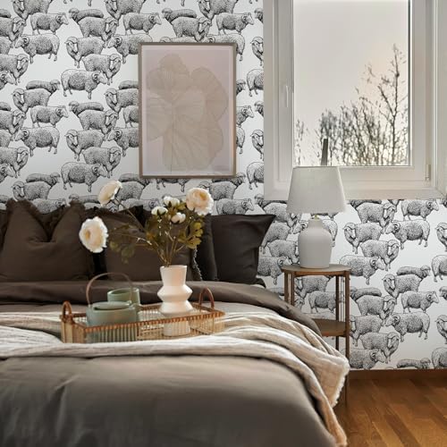 FLFK Gray White Wallpaper Peel and Stick 16" x 128" Removable Renter Friendly - Image 3