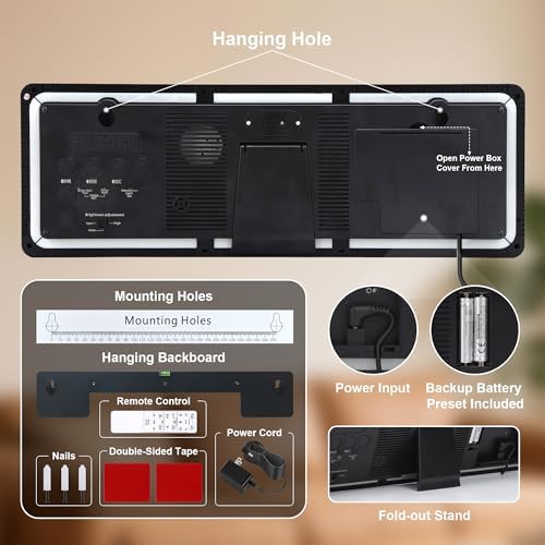 17.3"Large Digital Wall Clock 15 Color Modes Display 8 Color Night Light - Image 6