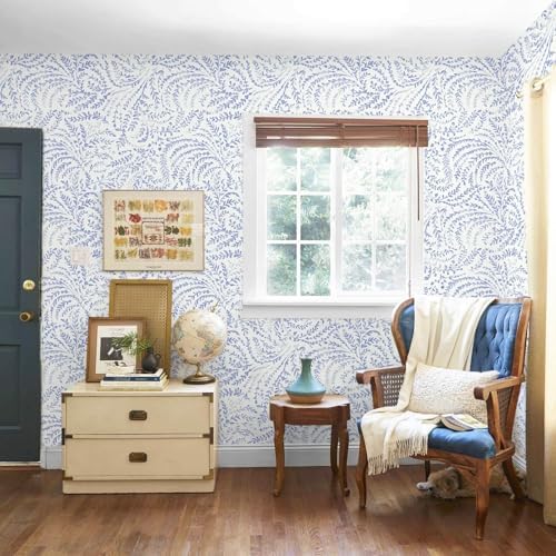 Ismoon Boho Peel and Stick Wallpaper Blue and White Farmhouse Contact Paper - Image 5