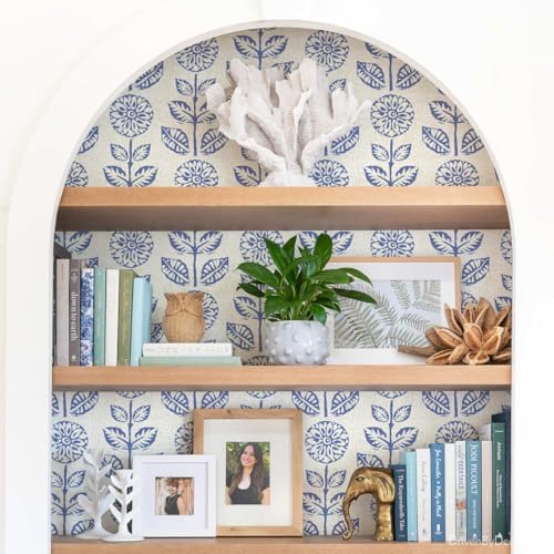 Wudnaye Blue Floral Peel and Stick Wallpaper - Image 3