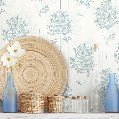 Vinjiasin Modern Tree Contact Paper Teel Blue Wallpaper Peel and Stick - Image 2