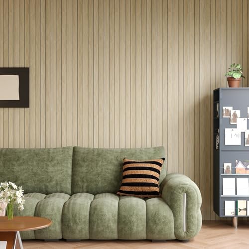Oak Peel and Stick PVC Slat Wall Panel Textured Flexible Herringbone Light Wood - Image 4