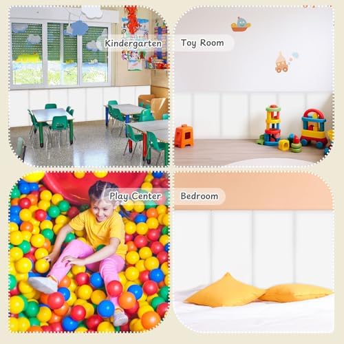 Hahafelt 4 Pack Wall Padding Headboard 15.75" x 7.87" x 1.18" White - Image 5