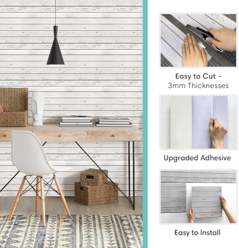 Commomy 3D Faux Wood Wall Stickers Peel and Stick 10 Pcs 11.8" x 11.8" - Image 4