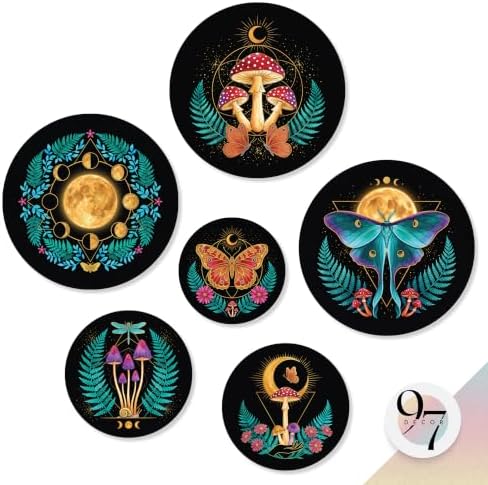 Halloween Mushroom Wall Decor, Gothic Moon Phases Wall Art, Witchy Decor by 97Decor