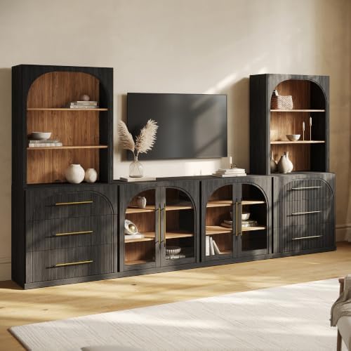 BELLEZE Jagger 130" Wall Unit 6-Piece Modular TV Stand - Image 5