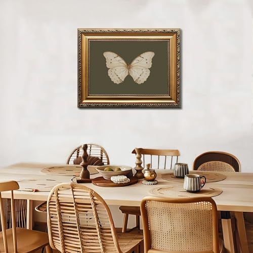 Uniro Vintage Gold Framed Wall Art, Classical Butterfly Oil Paintings, Dark - Image 4