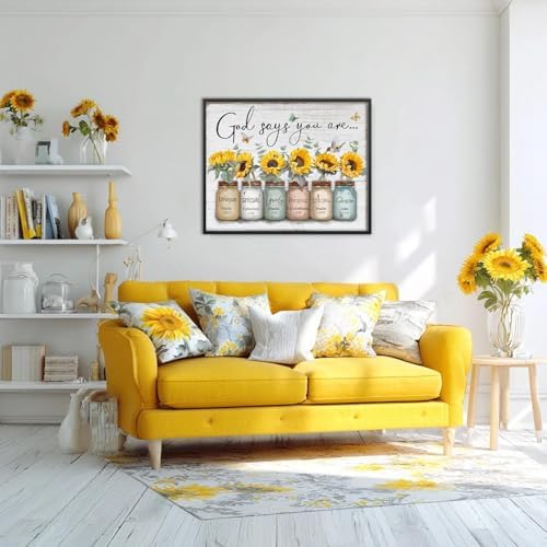 Inspirational Bible Verse Wall Art: God Says You Are Wall Sayings Sunflower in - Image 7