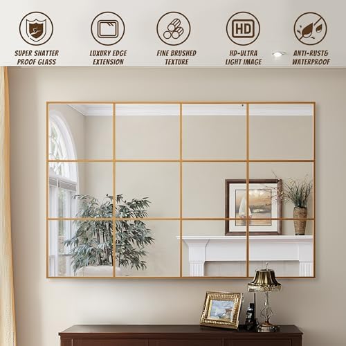 Antok Wall Mirror, Metal Framed Wall Mounted Mirror, Hanging or Leaning - Image 6