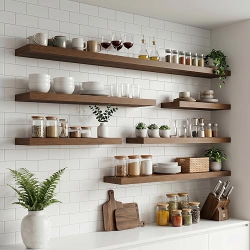 16 Inch Floating Shelves for Wall, Walnut Finish - Image 5