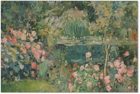 Haitunone Sage Green Scenery Garden Wall Art Landscape Botanical Wildflower by Haitunone