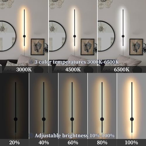 KELUOLY Dimmable Plug in Wall Sconce Set of 2, Adjustable Color Temperature - Image 3