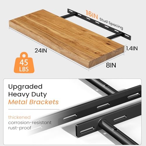 Floating Shelves for Wall, Farmhouse Wooden Shelf for Living Room, Bathroom and - Image 3