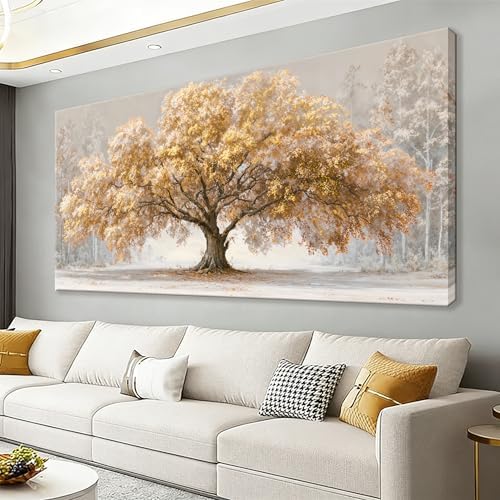 Gold Large Wall Art Decor 29"x58" Tree Of Life Wall Art by HXSRQFAART