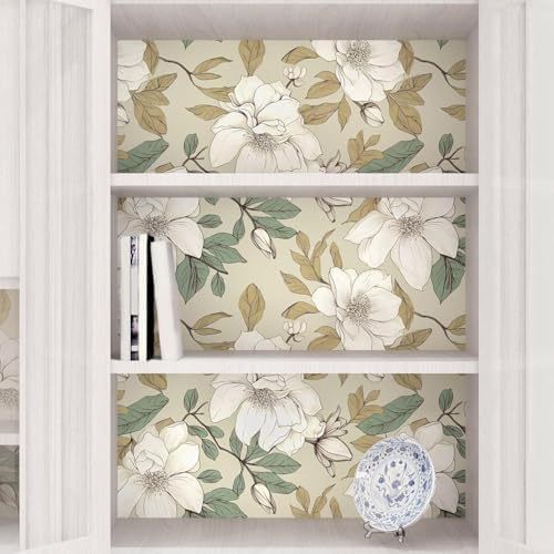 Laatse Beige Magnolia Floral Peel and Stick Wallpaper 17.5"x393" - Image 4