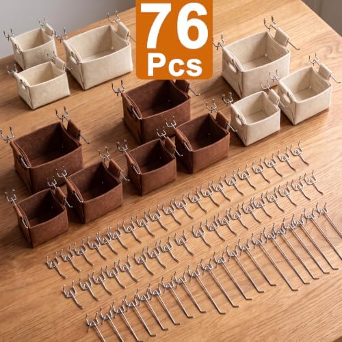 Peg Board, 6 Pack Metal Pegboard Panels and 76 Pcs Hooks and Baskets, Garage - Image 4