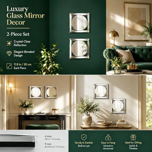 Square Decorative Wall Mirror 12 x 12 Inch, Modern Wall Mounted Accent Mirror - Image 7