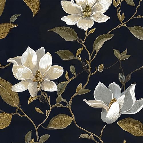 Livebor Dark Peel and Stick Wallpaper Floral Contact Paper 16.9" x 118.1" by LiveborDirectWallpaper